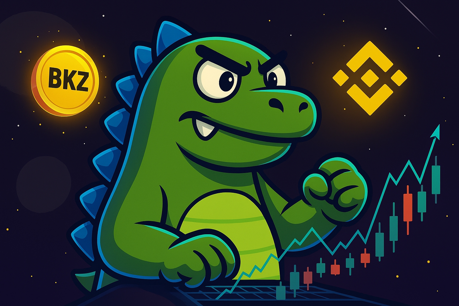 BonkZilla mascot with Binance logo